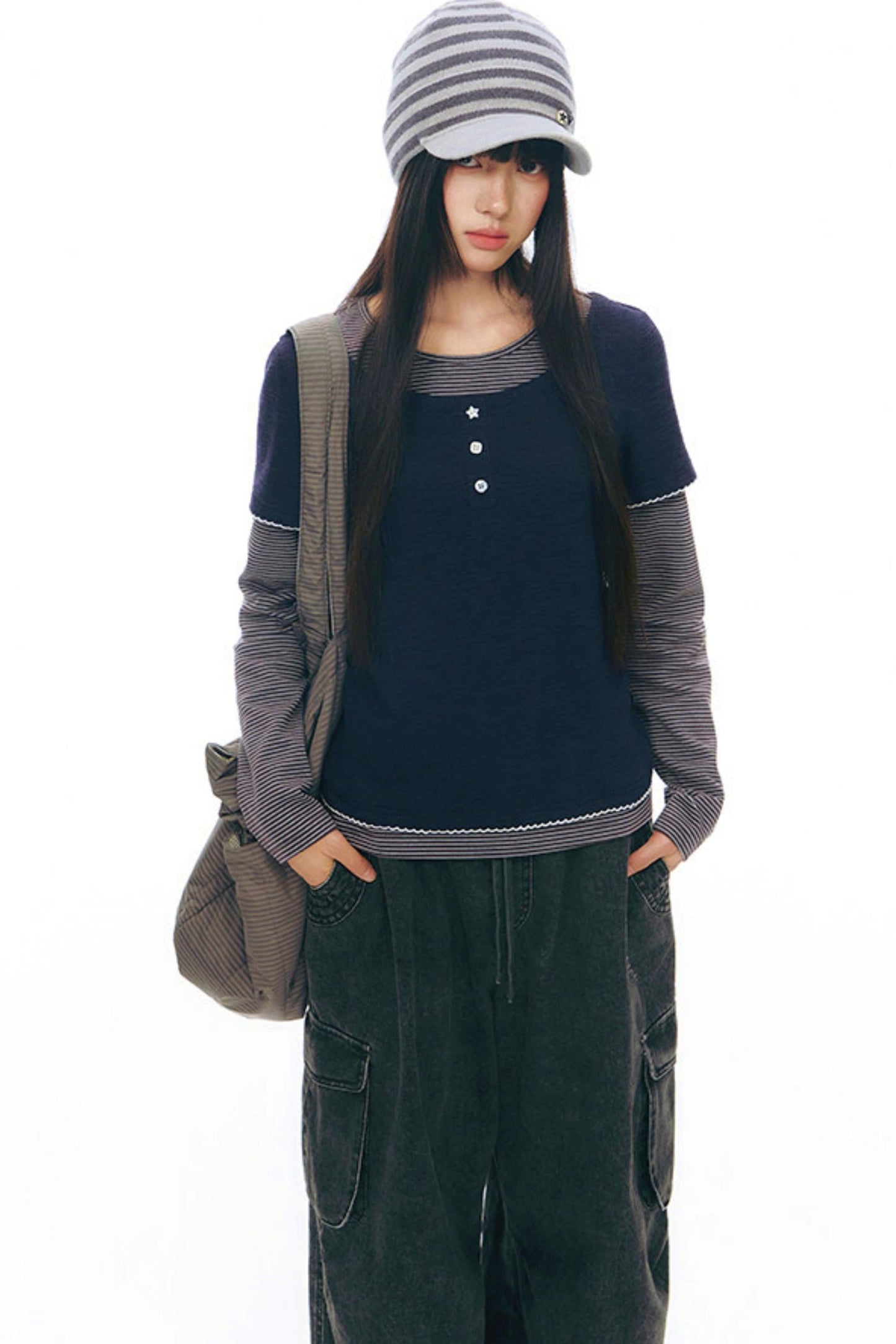 Contrast Color Layered Top