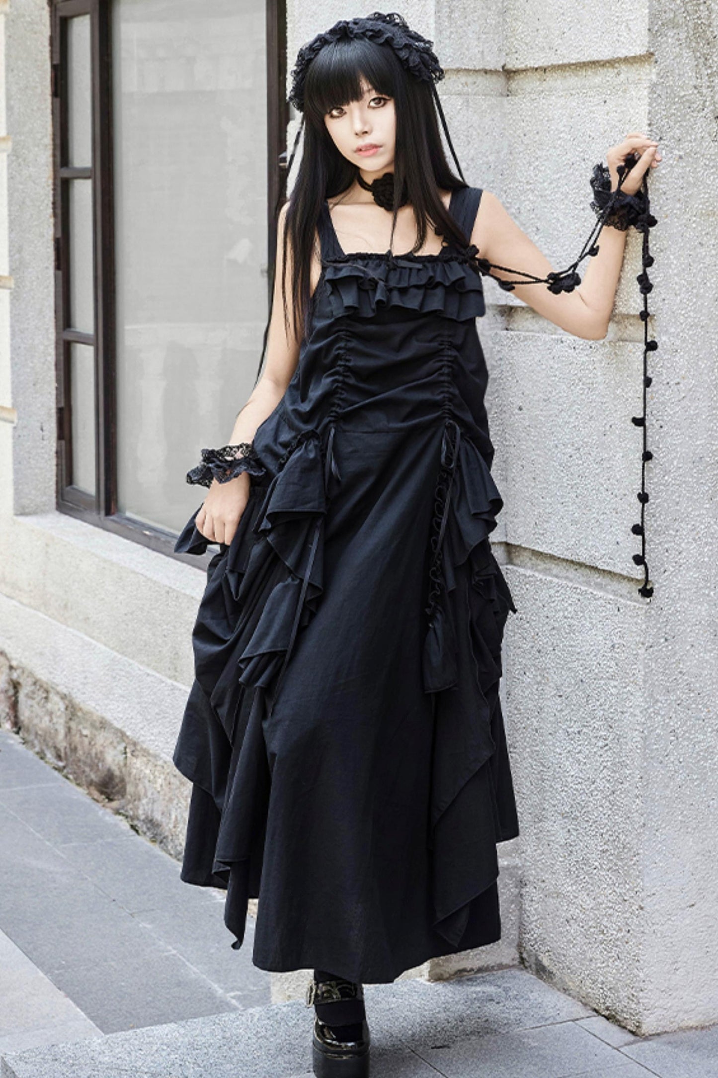 Adjustable Strap Pocket Long Dress