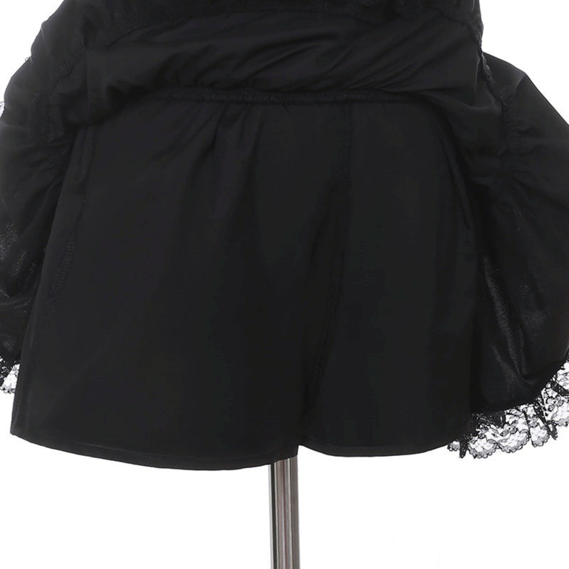 Lace-up Dark Kawaii T-shirt + Skirt + Bag + Hair Accessories