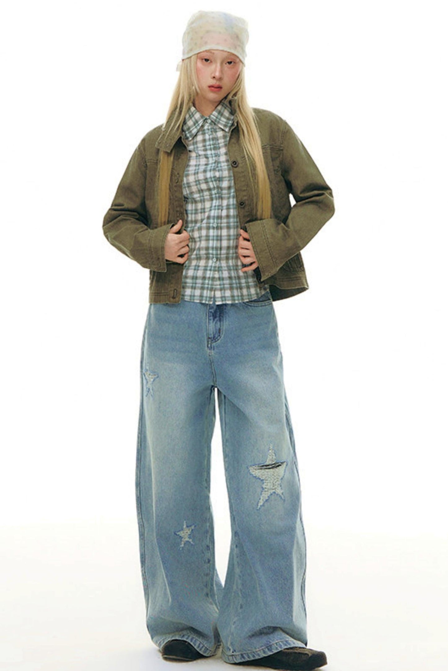 Pleated Denim Jacket + Skirt