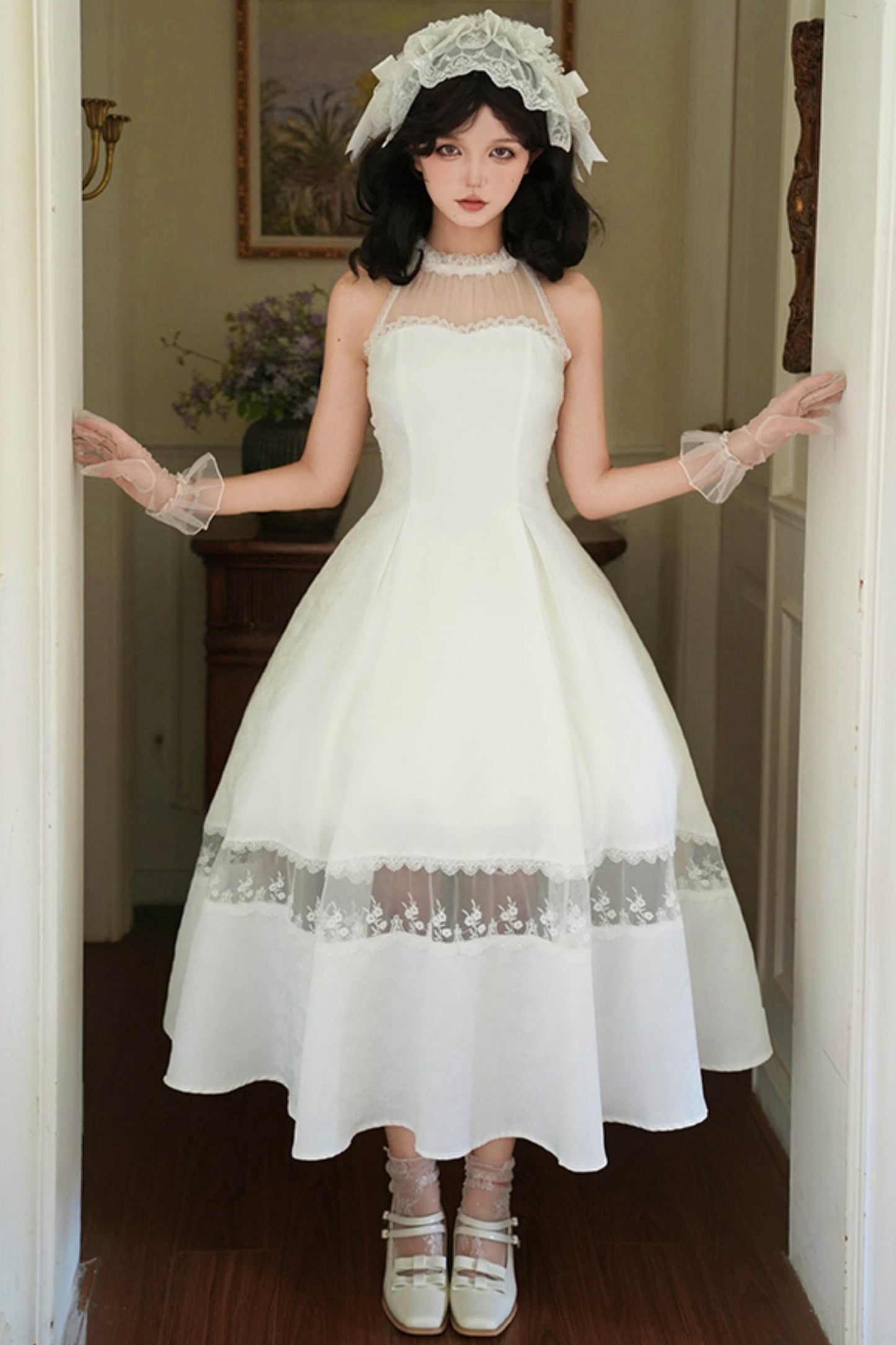 Mist Flower Halter Neck Twin Dress