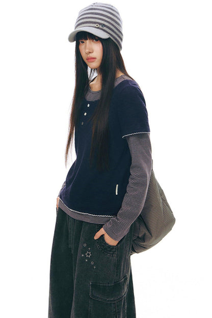 Contrast Color Layered Top