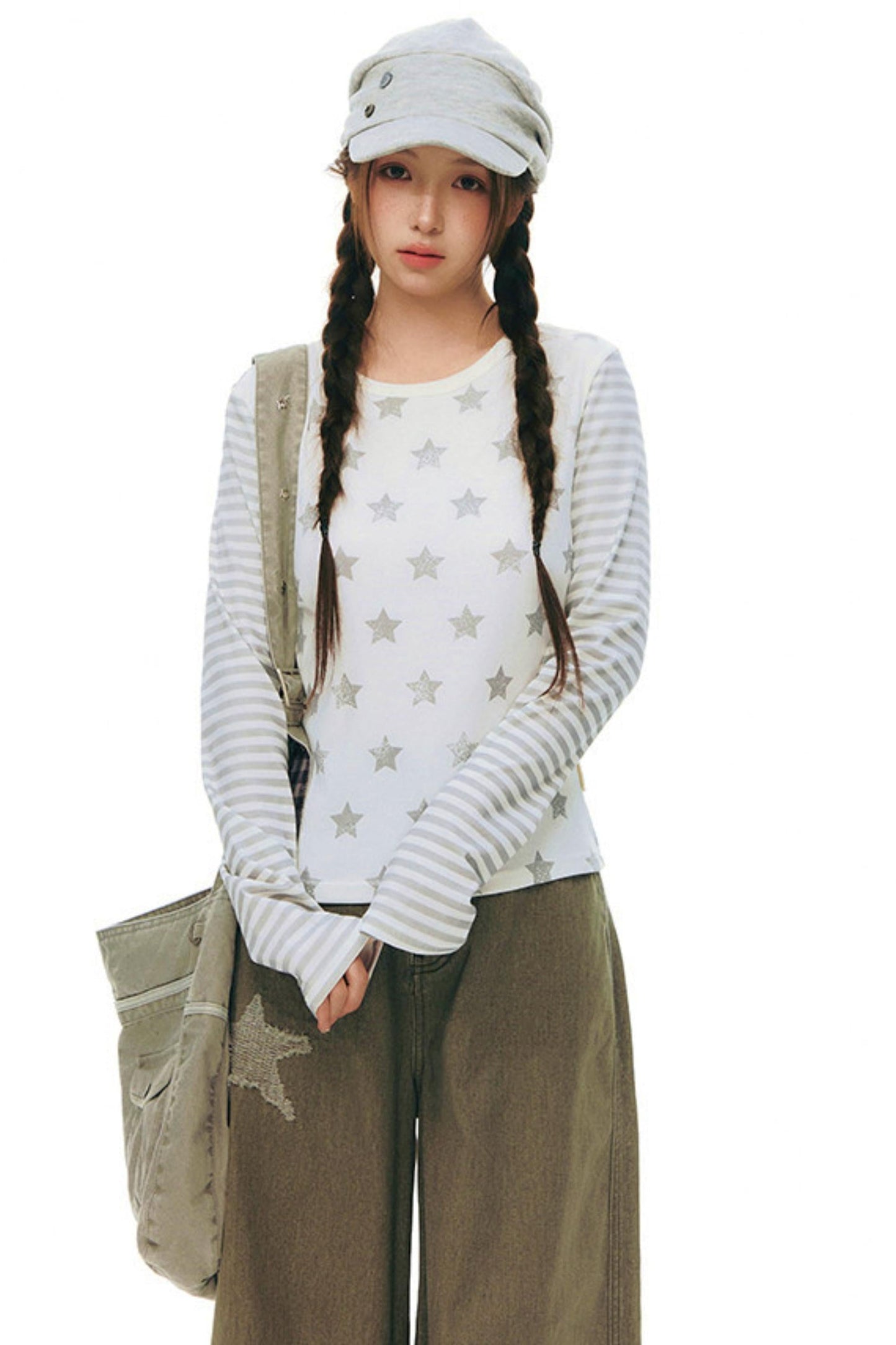 Star Striped Patchwork Top