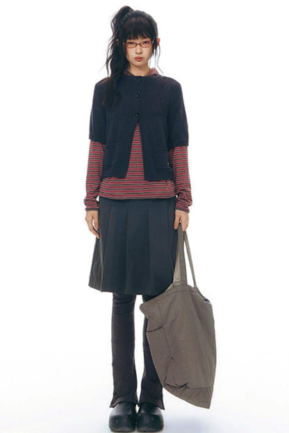 Striped Hooded Knit Tops
