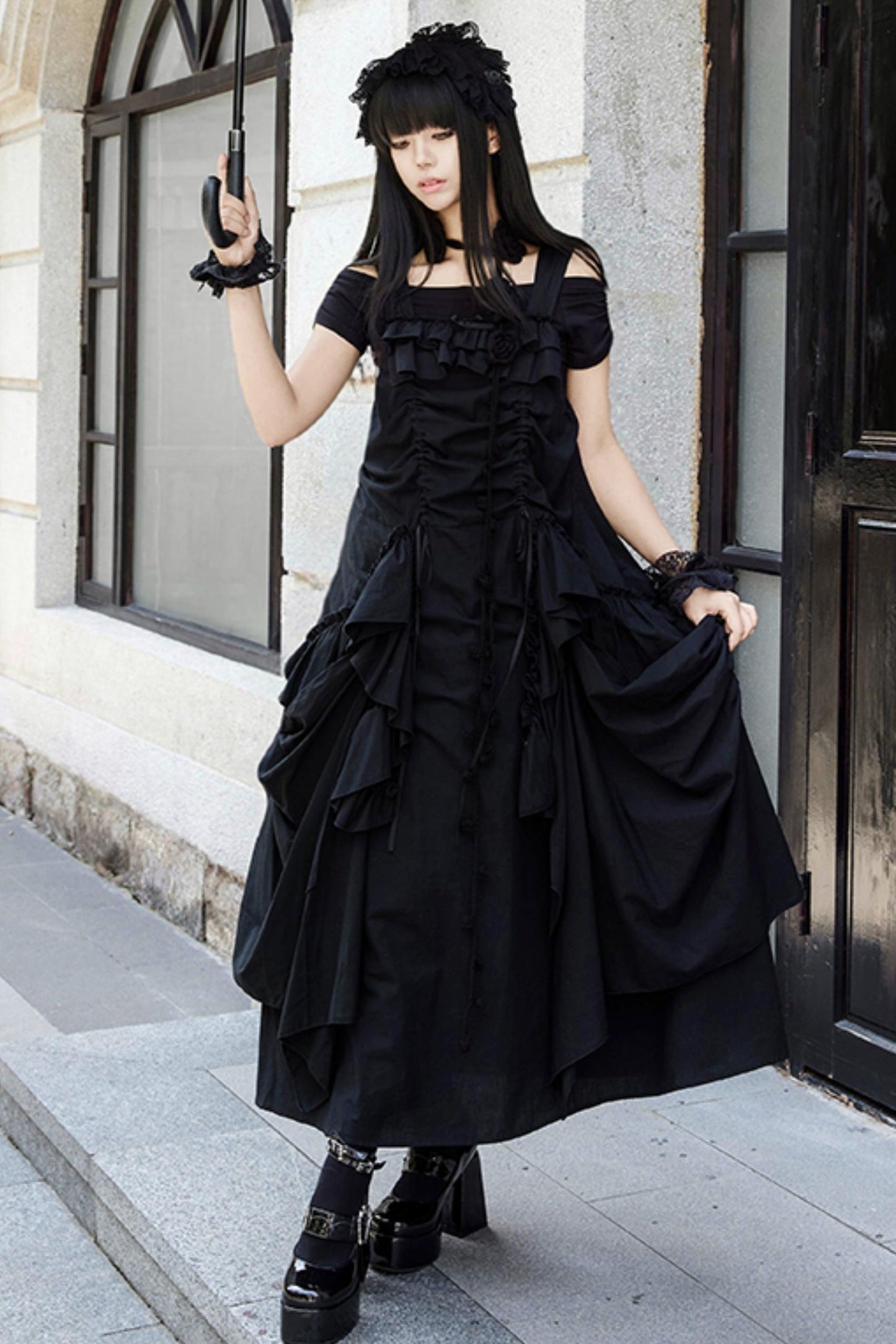 Adjustable Strap Pocket Long Dress