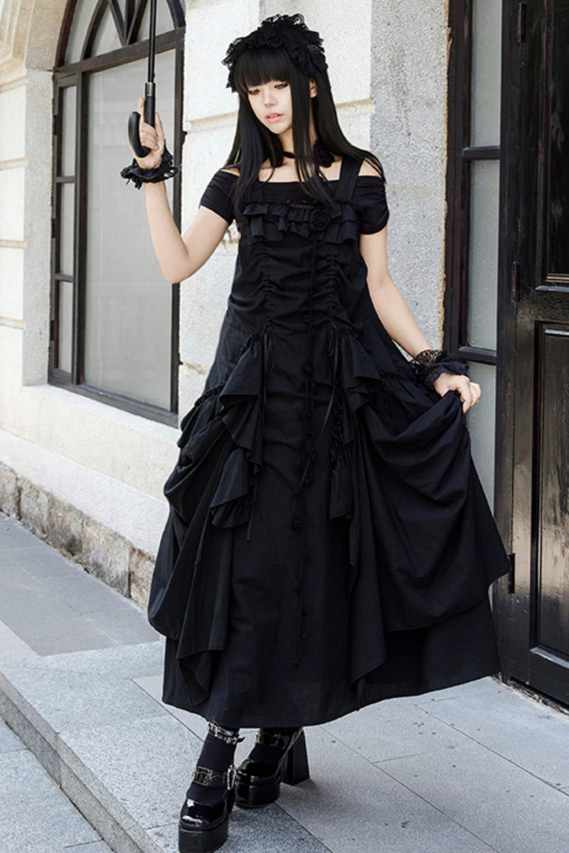 Adjustable Strap Pocket Long Dress