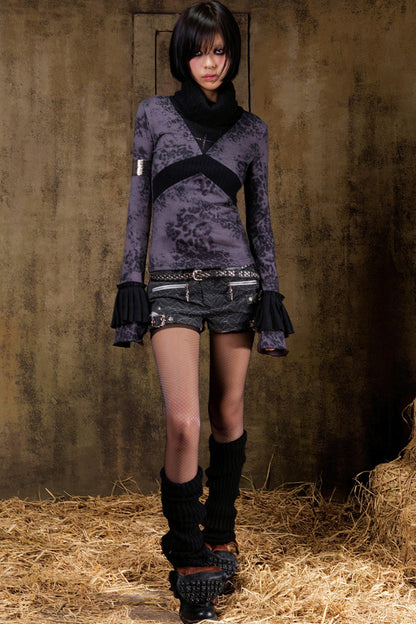 Punk Color Block Knit Top