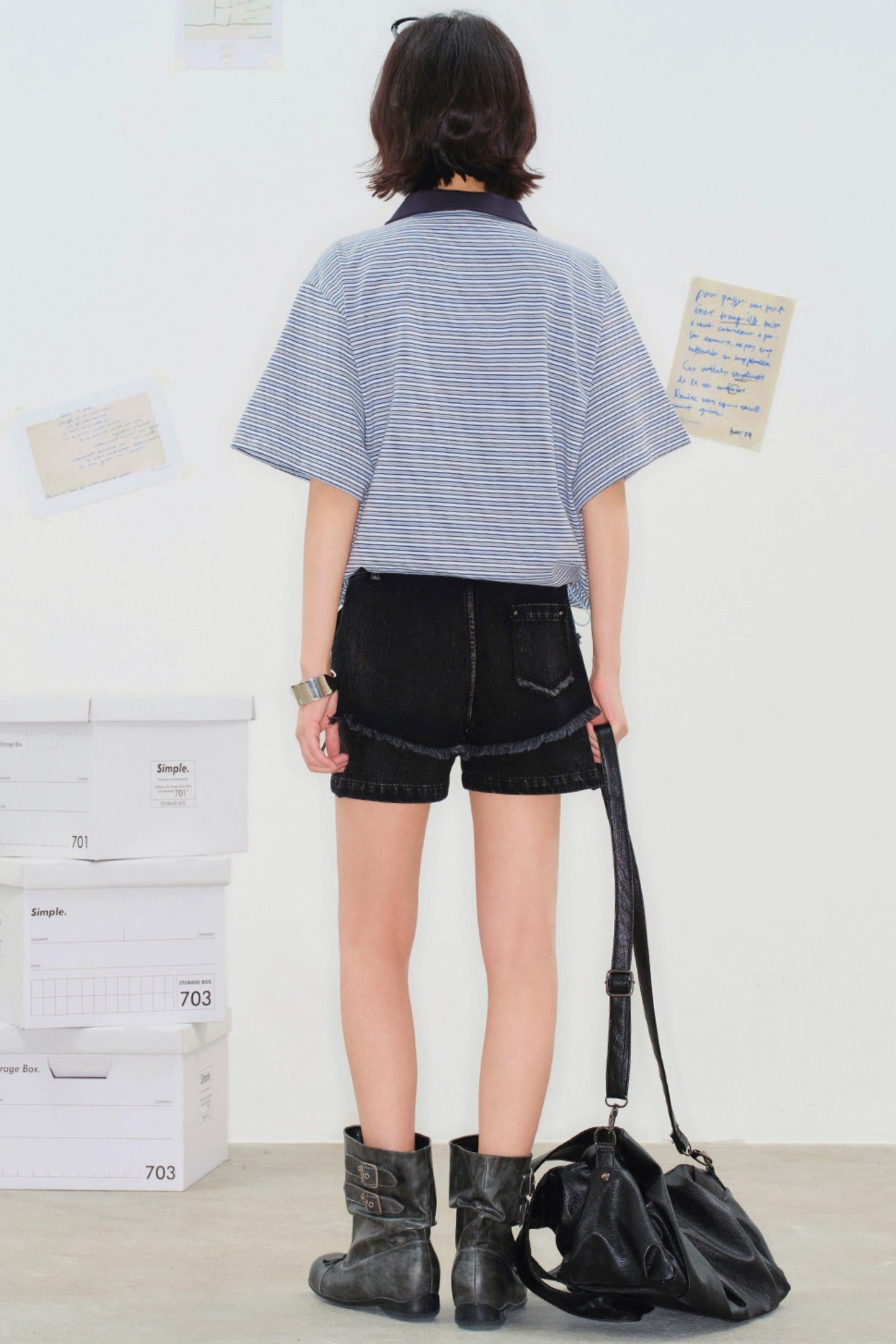 Striped Crop Polo Top