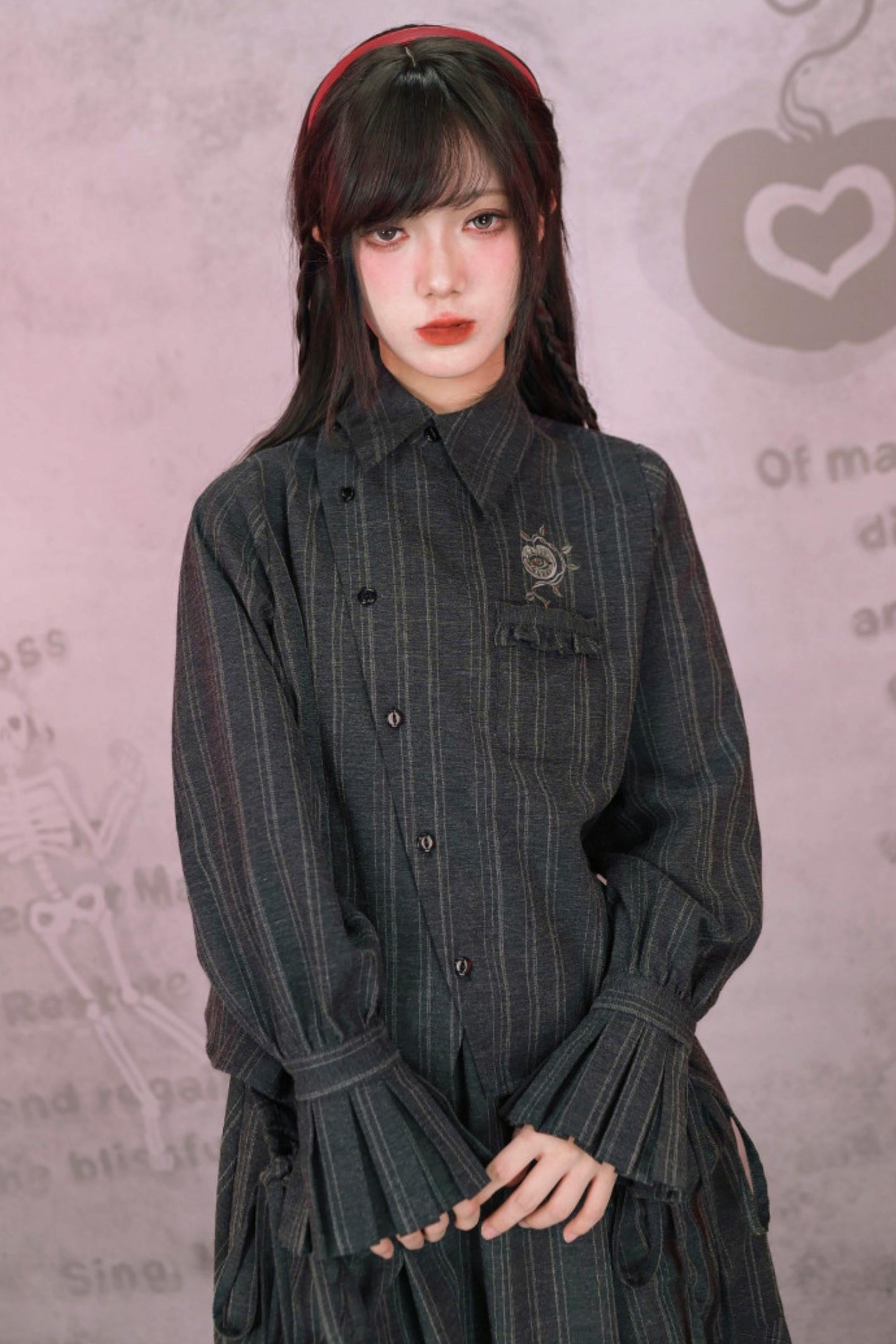 Eden Gray Embroidered Shirt + Skirt
