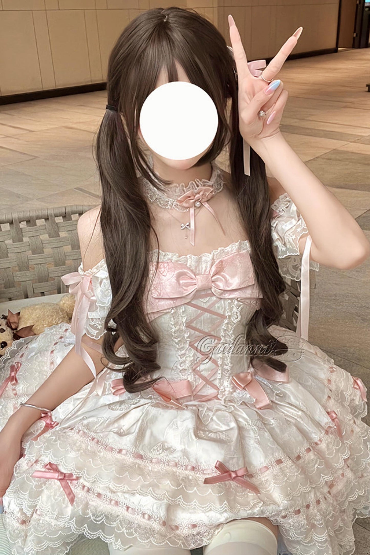 【予約商品】プリンセスリボンレースアップロリータドレス+アクセサリー