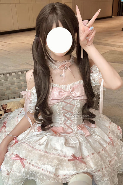 【予約商品】プリンセスリボンレースアップロリータドレス+アクセサリー