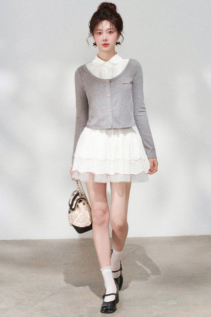 French Style Knit Cardigan + Skirt