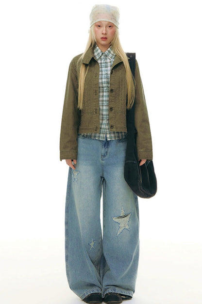 Pleated Denim Jacket + Skirt