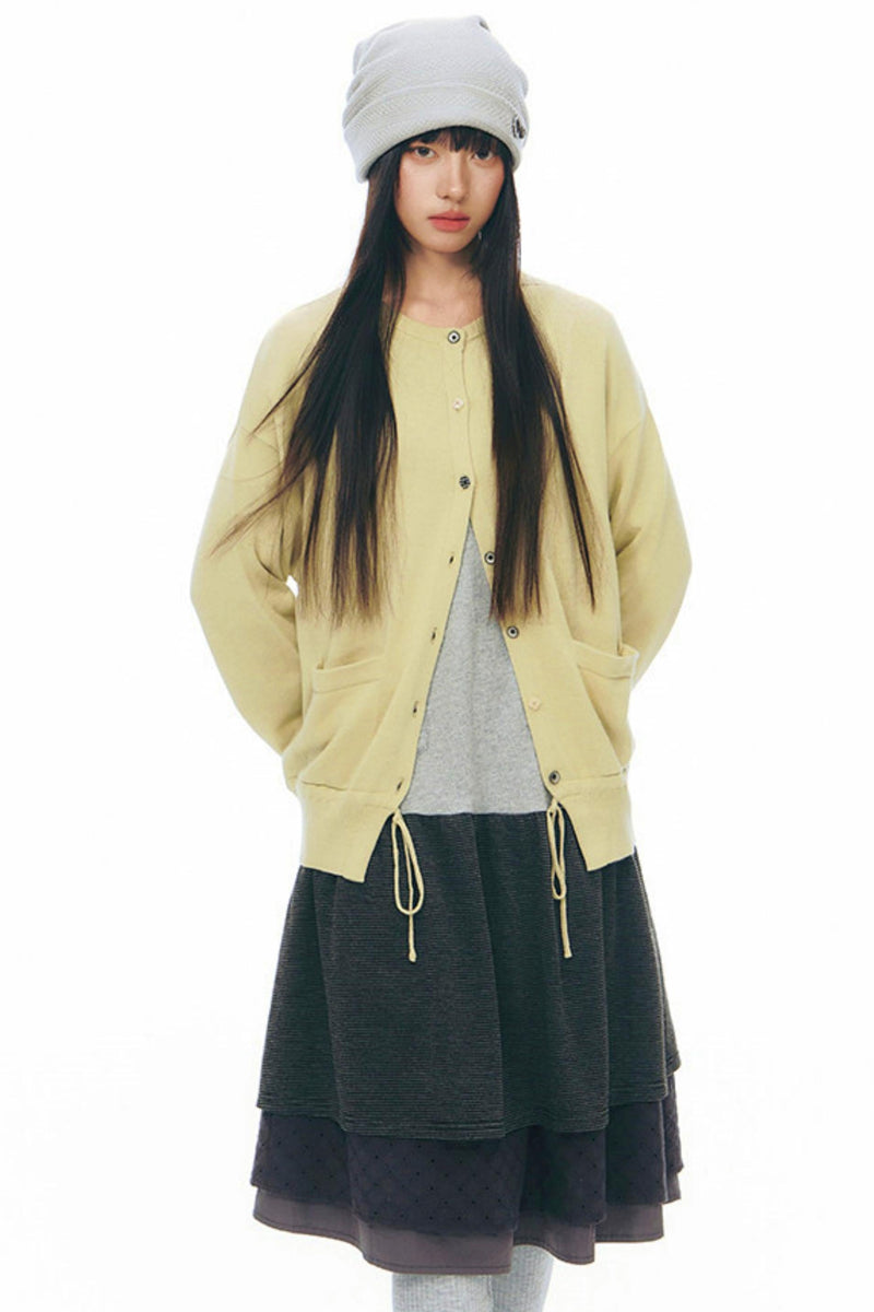Drawstring Knit Cardigan