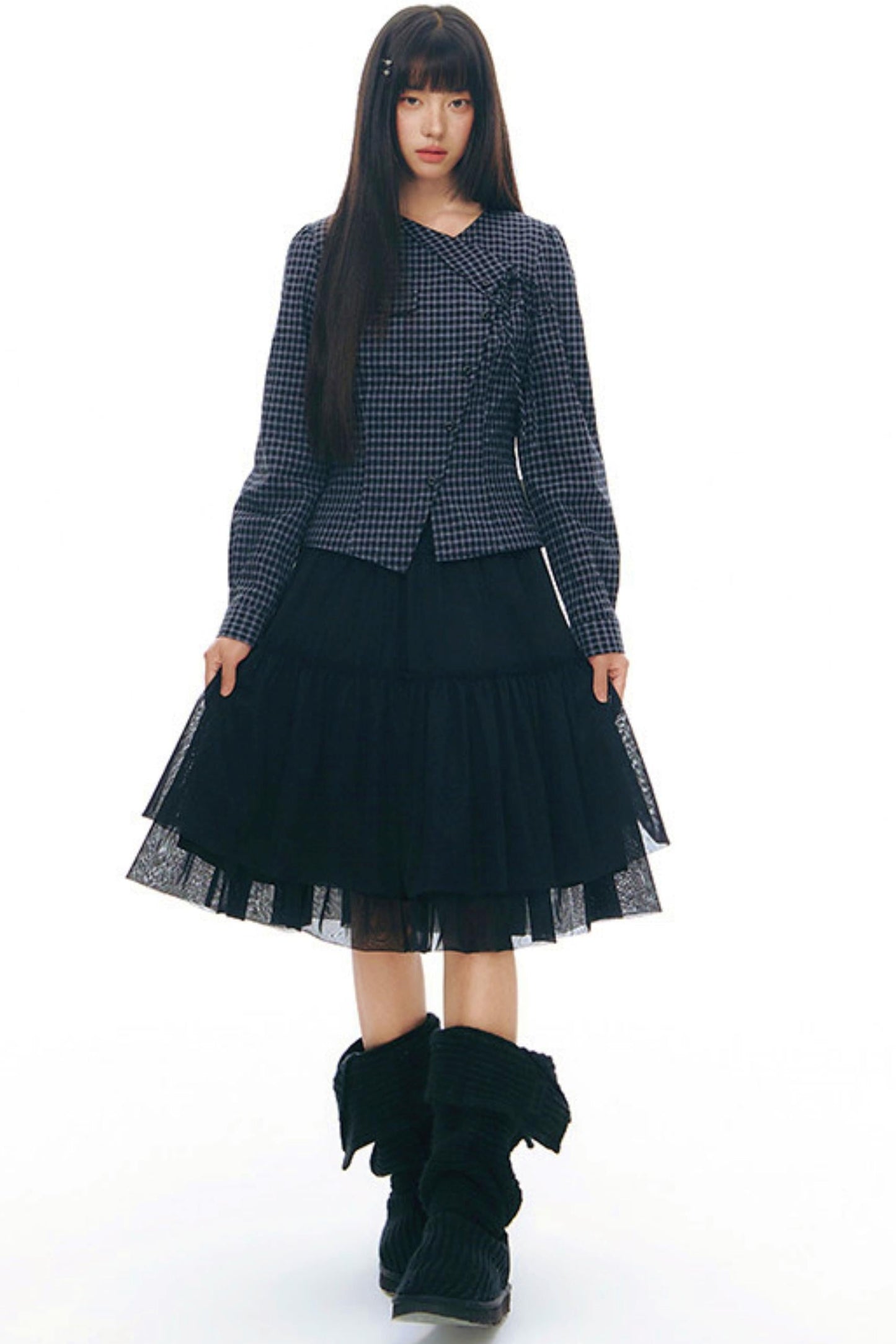 Y2k Small Checkered Shirt + Skirt