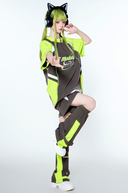Pre-order Item: Y2k Subculture Cyber T-shirt + Shorts + Leg Covers