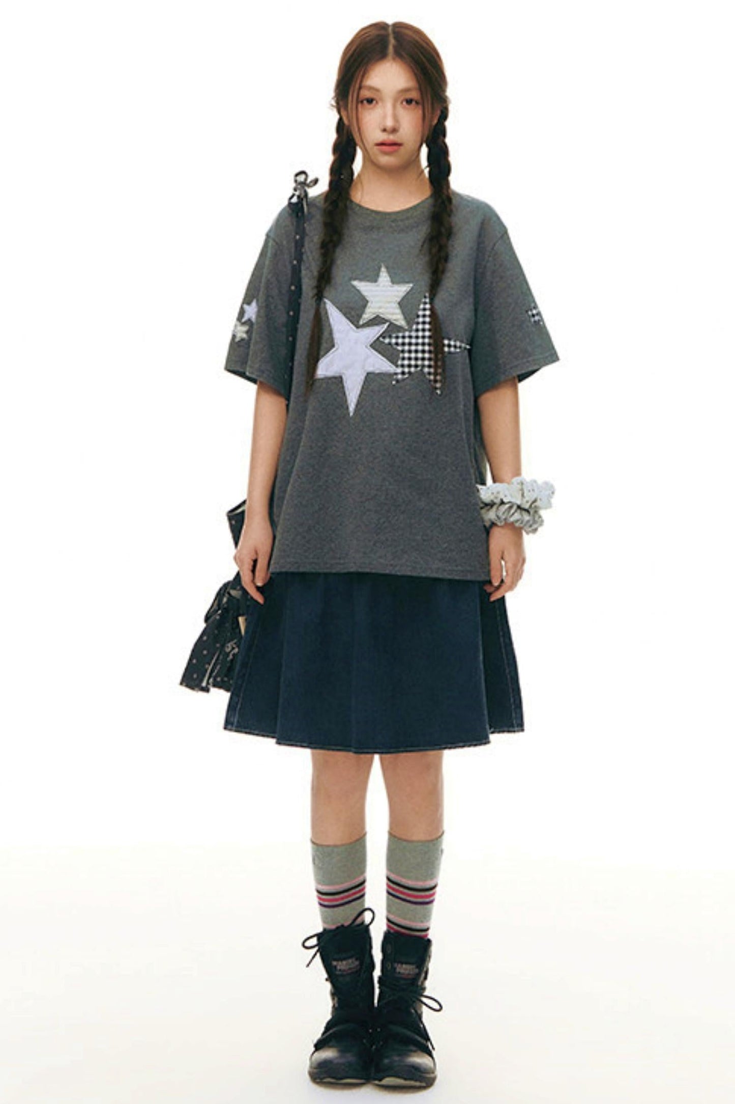 Star Patch Loose Y2k Top