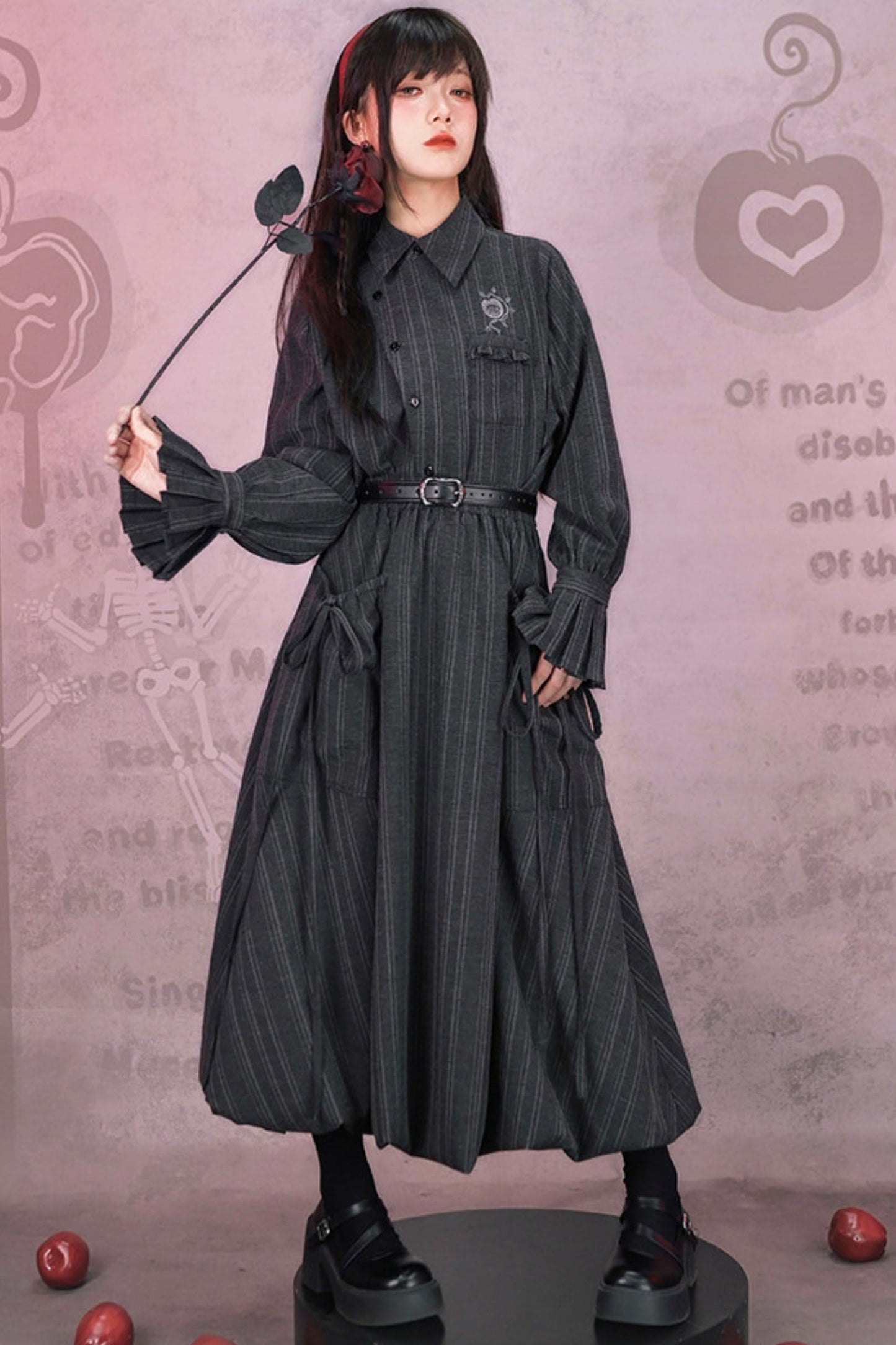 Eden Gray Embroidered Shirt + Skirt