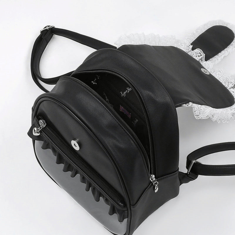 Lace-up Dark Kawaii T-shirt + Skirt + Bag + Hair Accessories