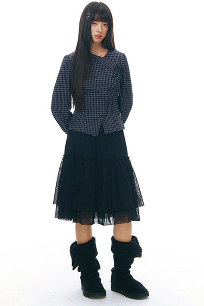 Y2k Small Checkered Shirt + Skirt