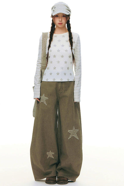 Star Striped Patchwork Top