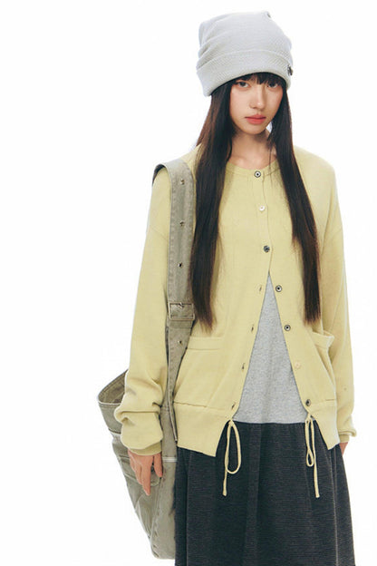 Drawstring Knit Cardigan