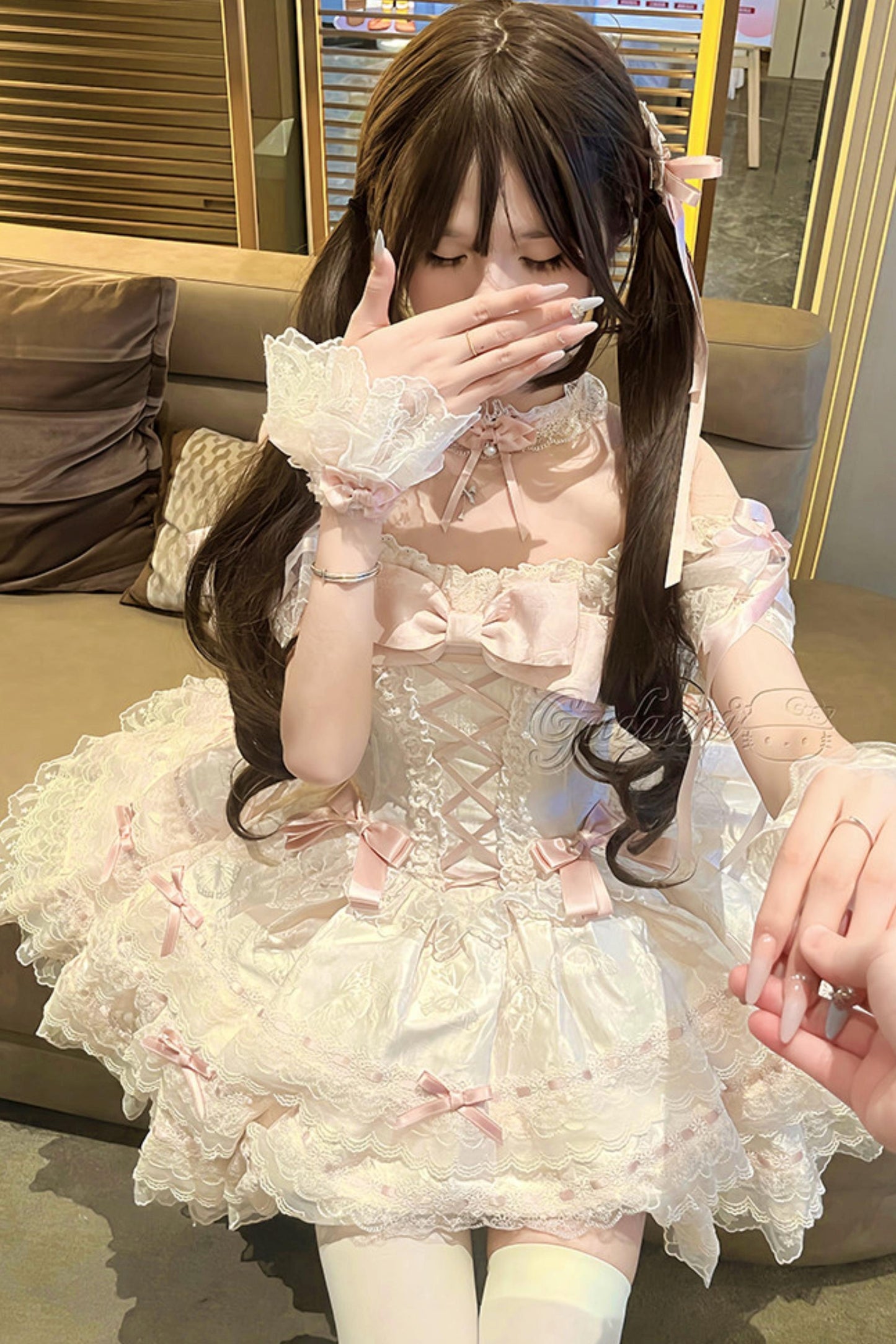 【予約商品】プリンセスリボンレースアップロリータドレス+アクセサリー