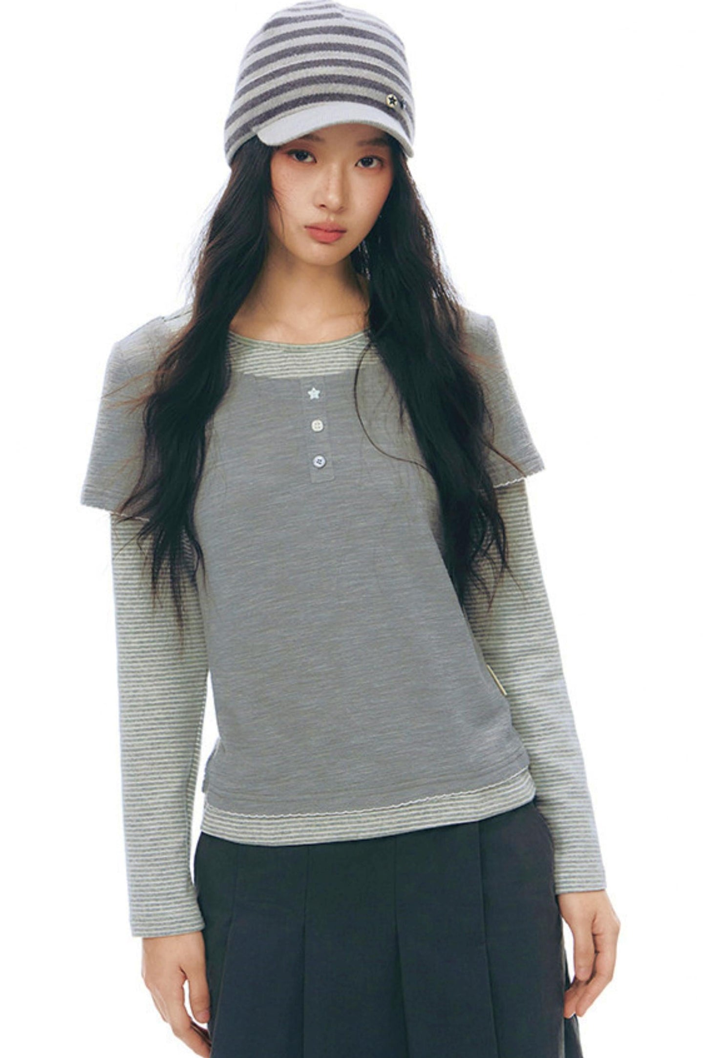Contrast Color Layered Top