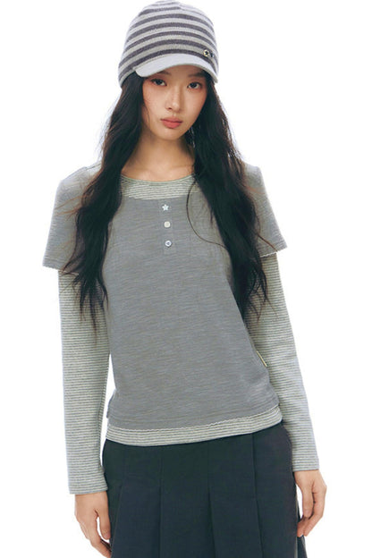 Contrast Color Layered Top
