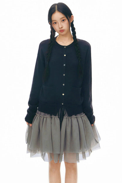 Drawstring Knit Cardigan