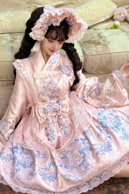ピオニーサテンクロスカラージャケット+スカート+ドレス+トップス+ヘアアクセサリー