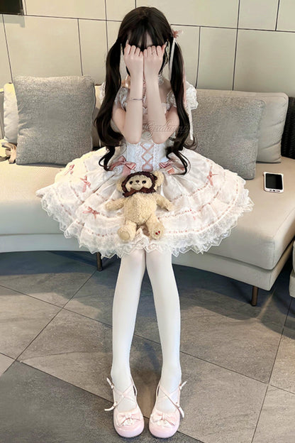 【予約商品】プリンセスリボンレースアップロリータドレス+アクセサリー