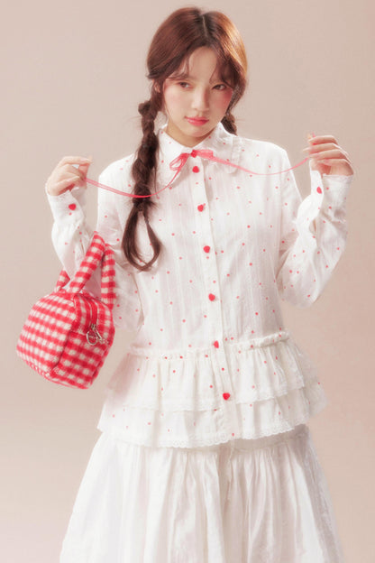 Gardenia Whispering Lace Blouse + Polka Dot Skirt