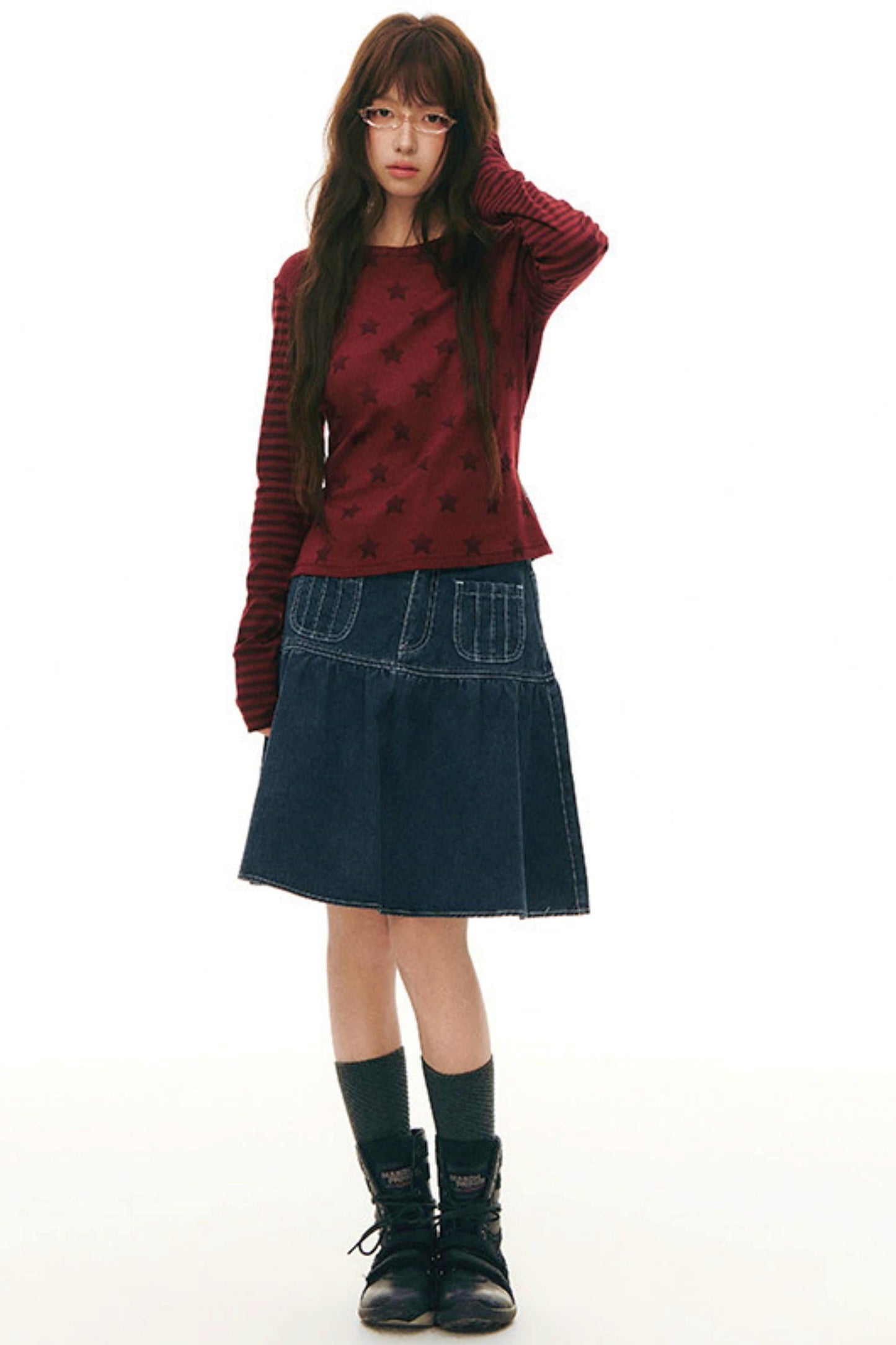 Star Striped Patchwork Top