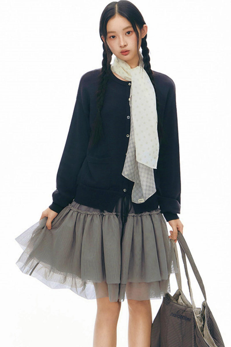 Drawstring Knit Cardigan