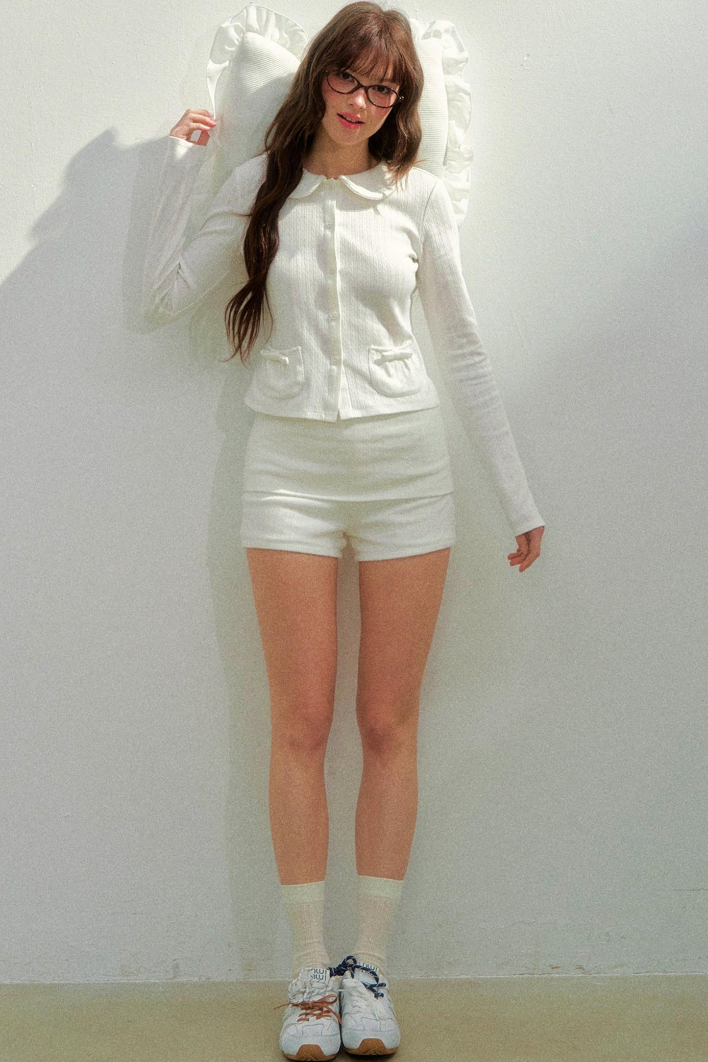 Printed Doll Collar Blouse + Pants