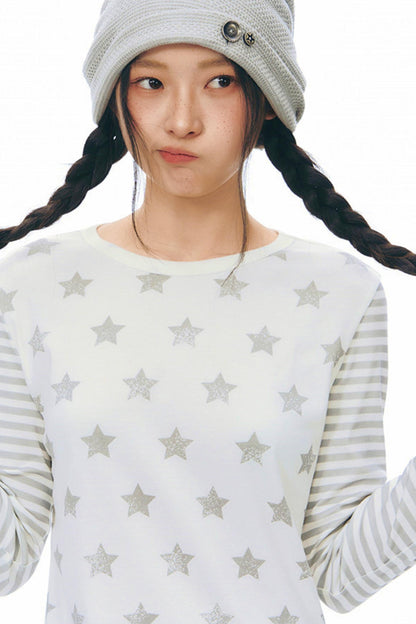 Star Striped Patchwork Top