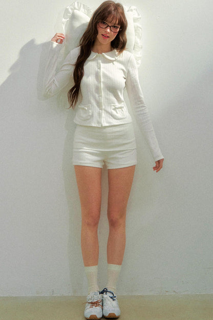 Printed Doll Collar Blouse + Pants