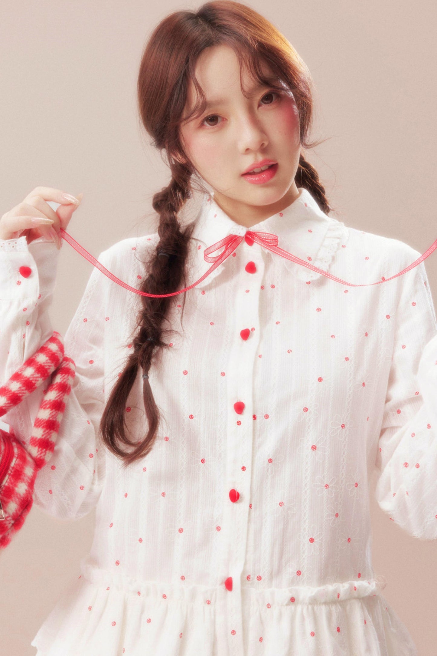 Gardenia Whispering Lace Blouse + Polka Dot Skirt
