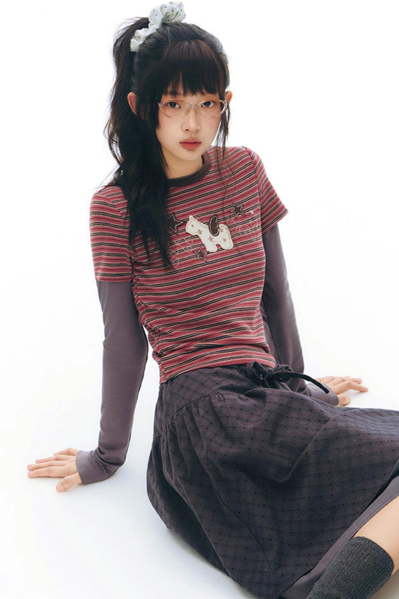 Y2k Button Layered Top