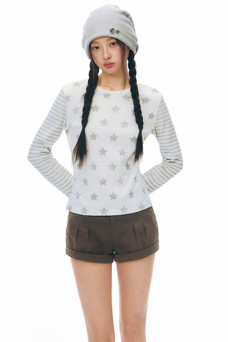 Star Striped Patchwork Top