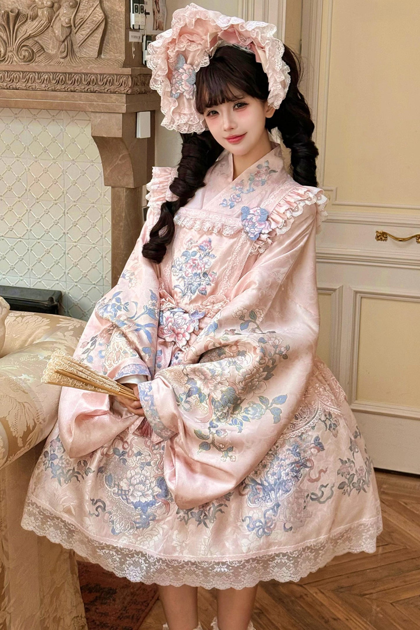ピオニーサテンクロスカラージャケット+スカート+ドレス+トップス+ヘアアクセサリー