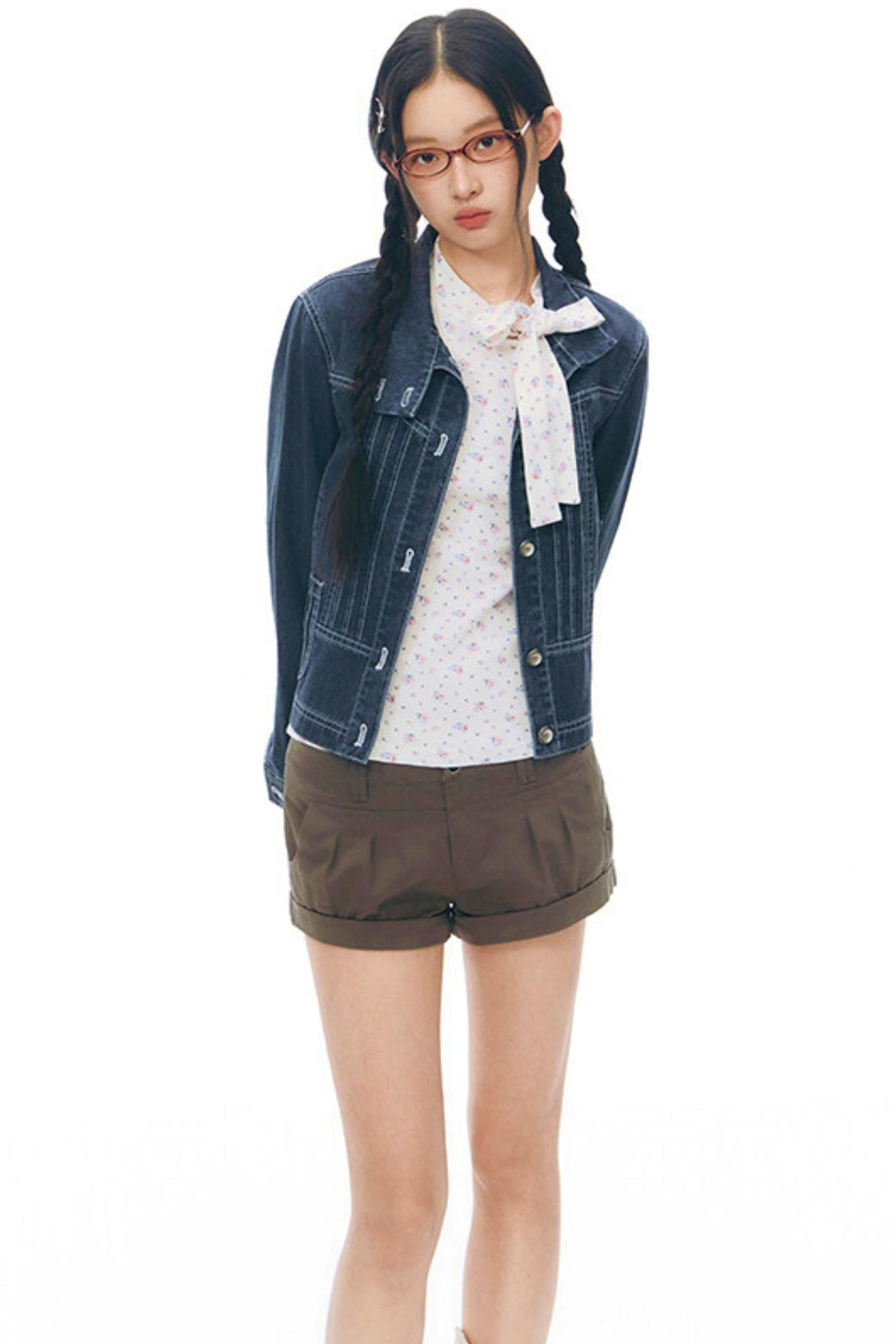 Pleated Denim Jacket + Skirt