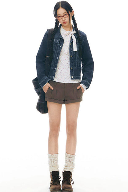 Pleated Denim Jacket + Skirt