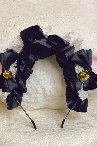 Dress With Apron and Tiara Bow Set