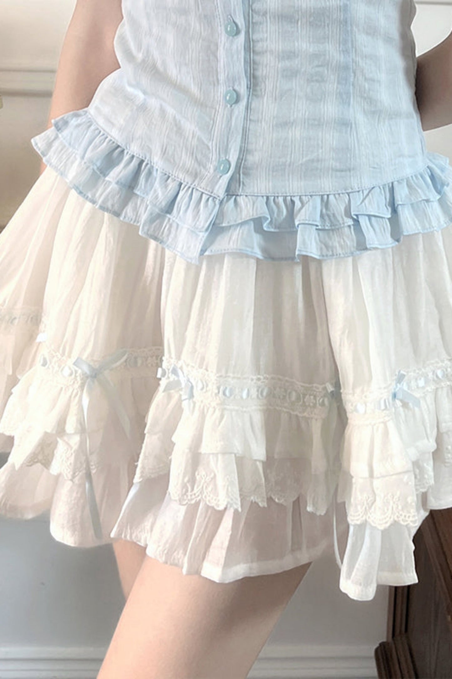 Chiffon Top Tiered Skirt Set
