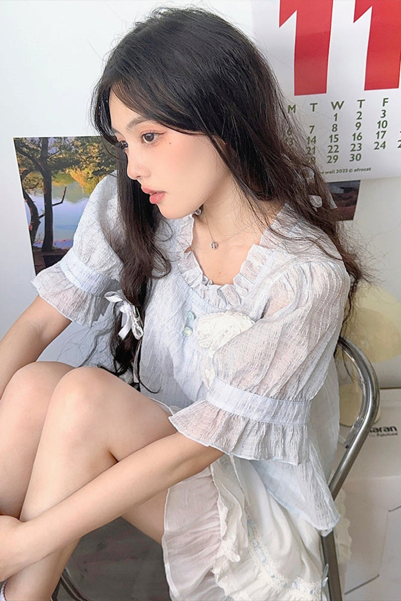Chiffon Top Tiered Skirt Set
