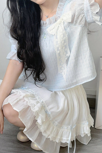 Chiffon Top Tiered Skirt Set