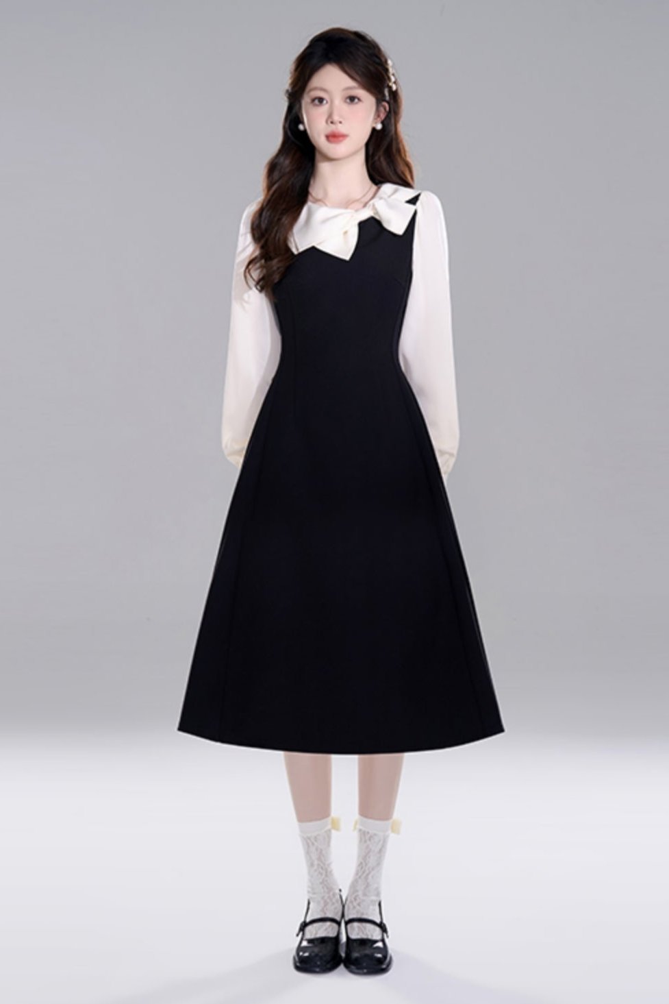 Black Waist Cinch Hepburn Dress
