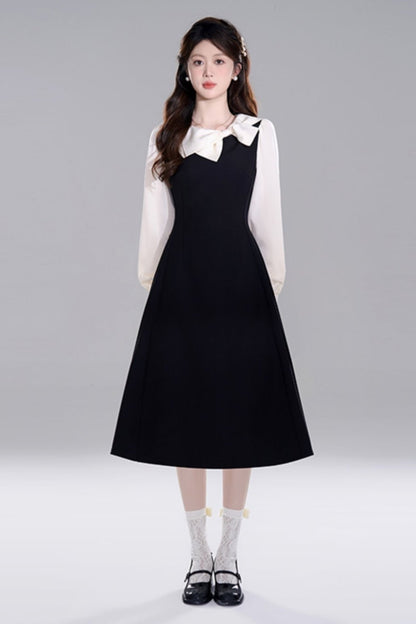Black Waist Cinch Hepburn Dress